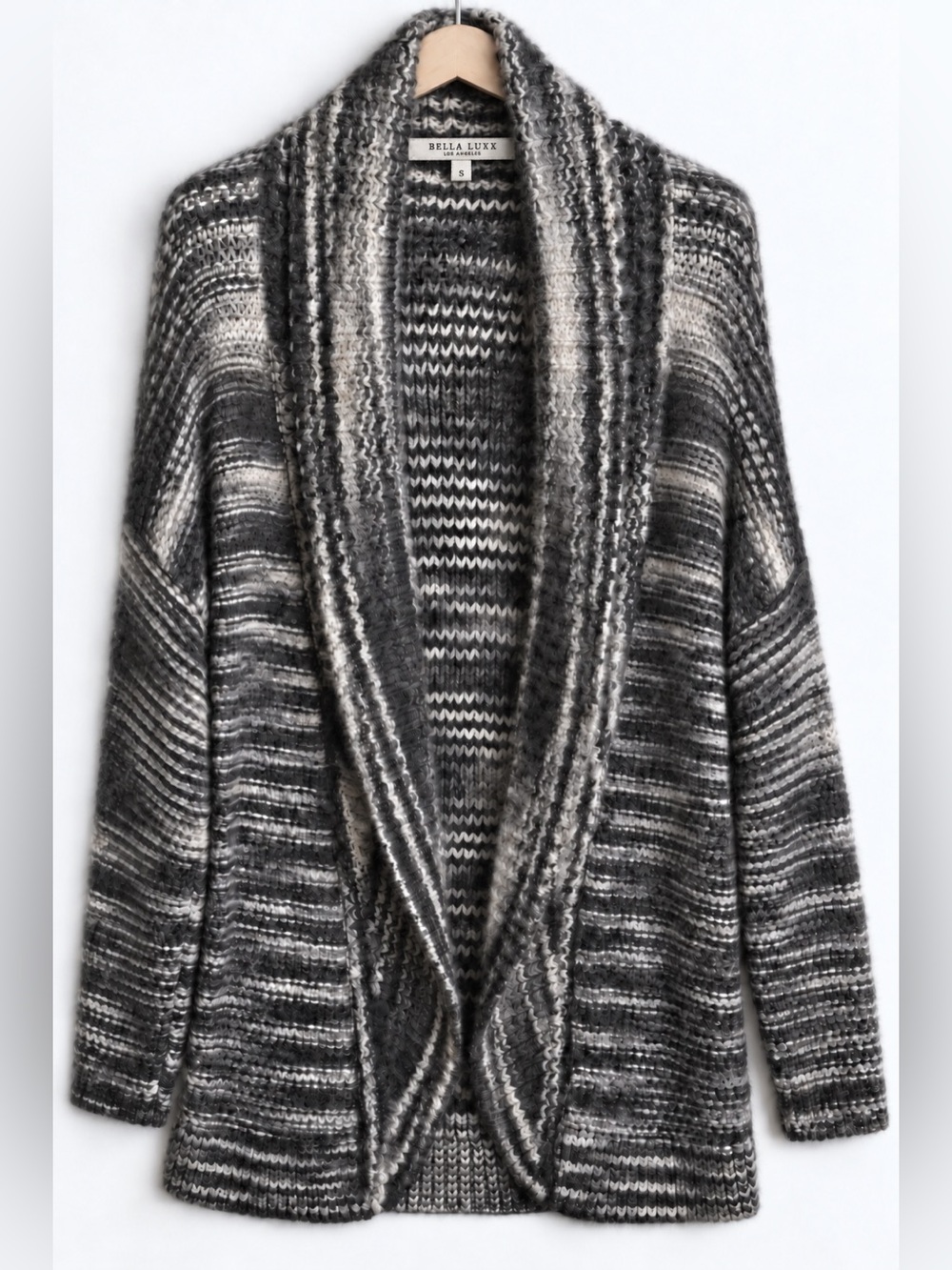 Bella Luxx 96% Baby Alpaca Oversized Open Front Shawl Collar Cardigan S/M